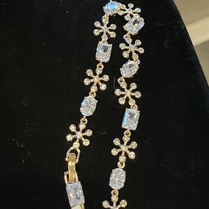 Dazzling Gold and Silver Moissanite Snowflake And Cz Bracelet #35